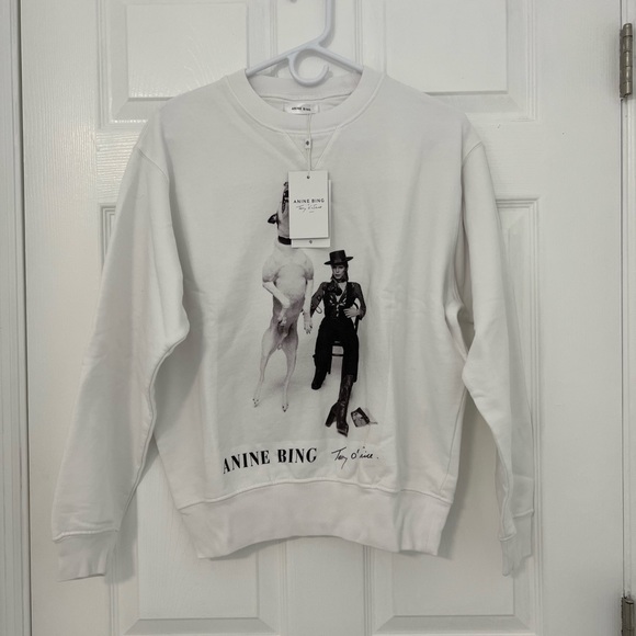 ANINE BING Ramona Sweatshirt AB x TO B White Pullover - Picture 9 of 14